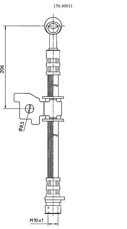 Centric Parts Brake Hose  top view frsport 150.40011