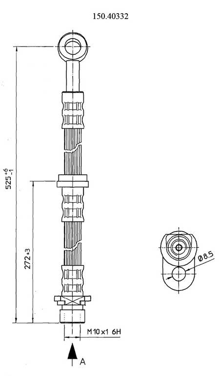 Centric Parts Brake Hose  top view frsport 150.40332