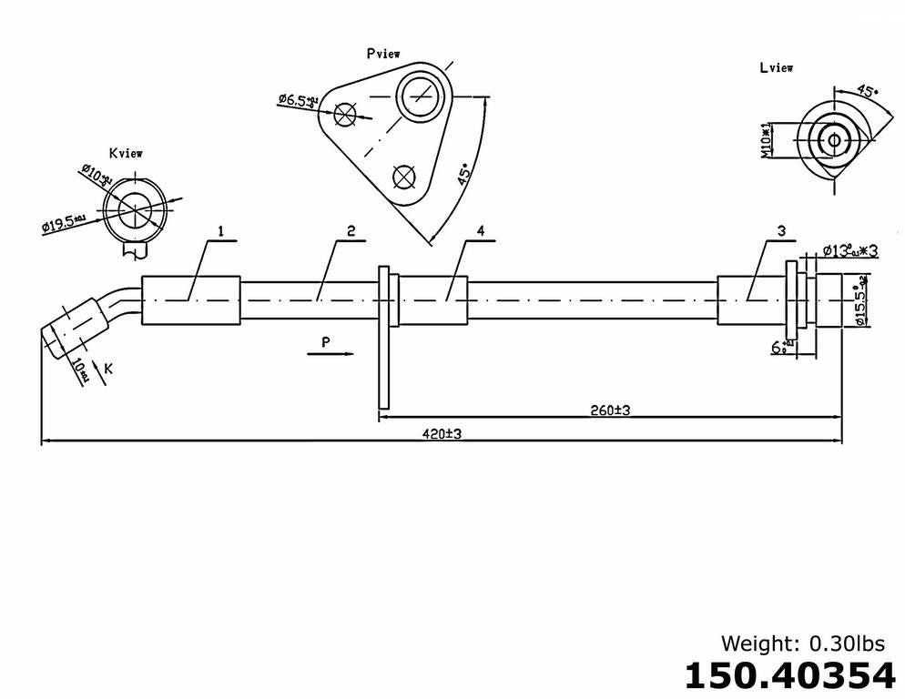 centric parts brake hose  frsport 150.40354