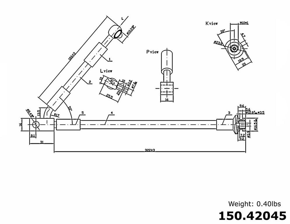 Centric Parts Brake Hose  top view frsport 150.42045