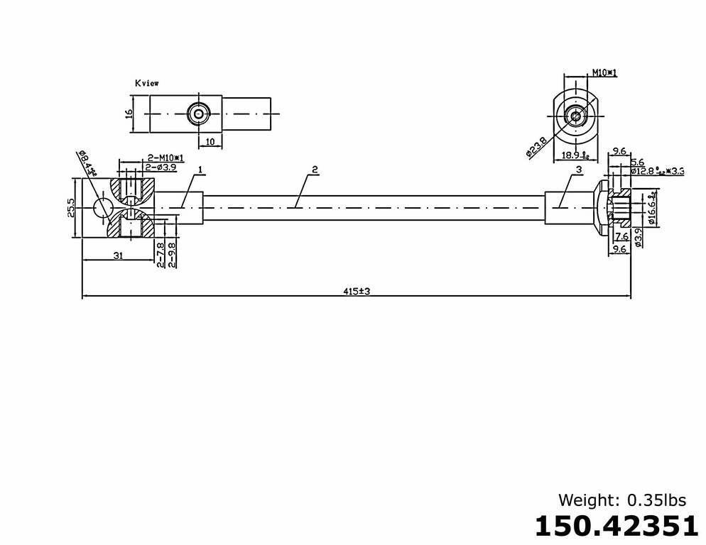 StopTech Brake Hose  top view frsport 150.42351