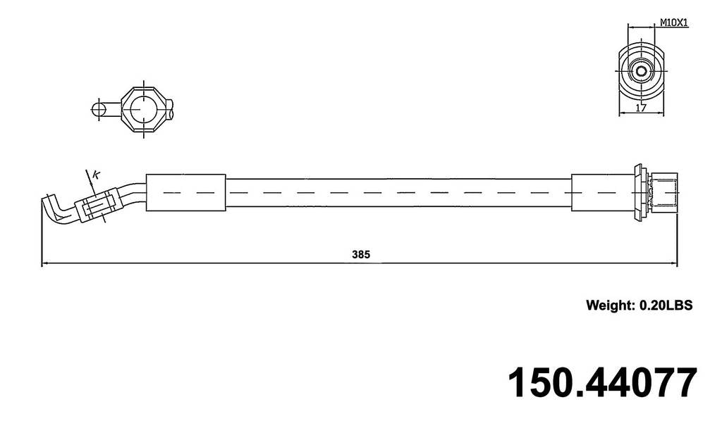 StopTech Brake Hose  top view frsport 150.44077