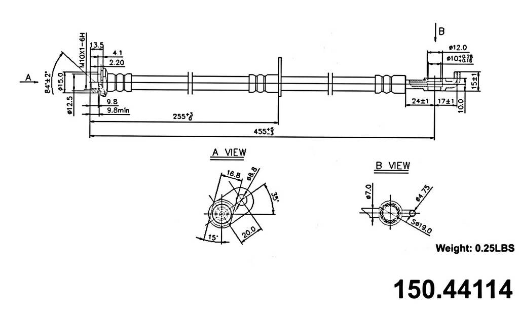StopTech Brake Hose  top view frsport 150.44114