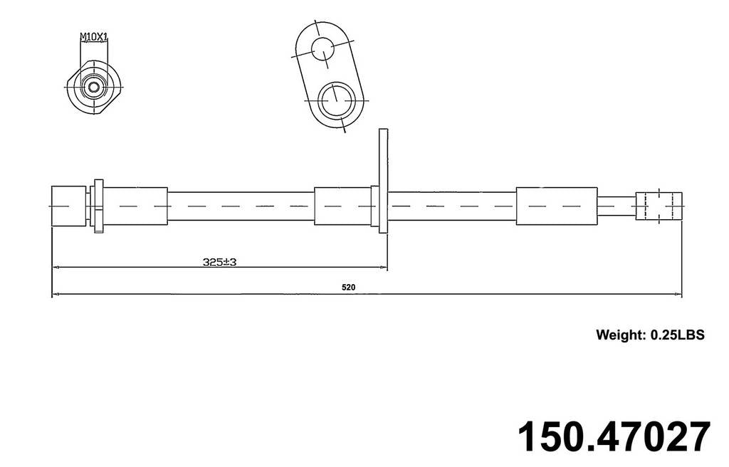 Centric Parts Brake Hose  top view frsport 150.47027