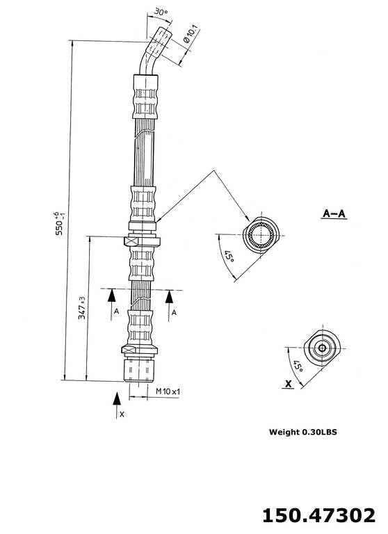 StopTech Brake Hose  top view frsport 150.47302