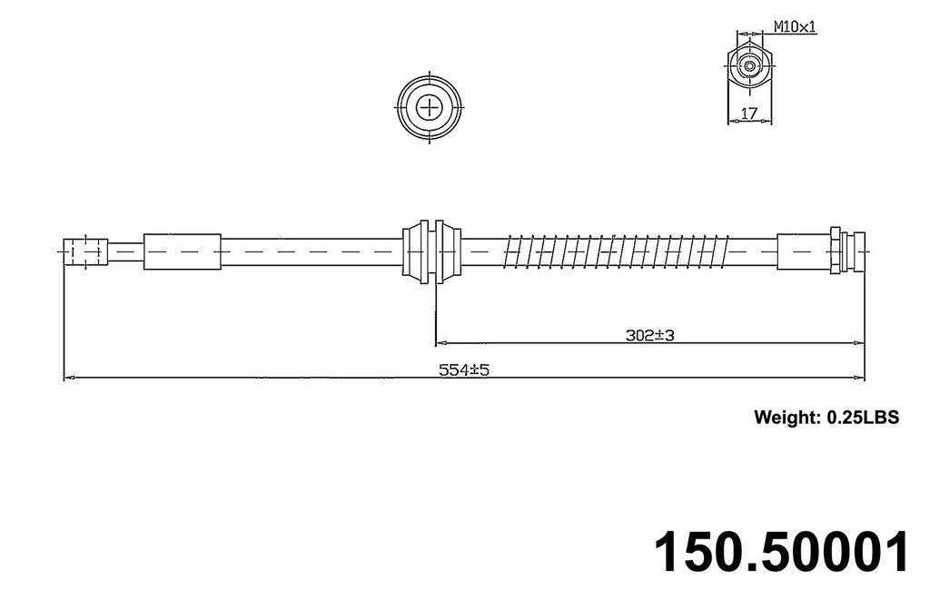 Centric Parts Brake Hose  top view frsport 150.50001