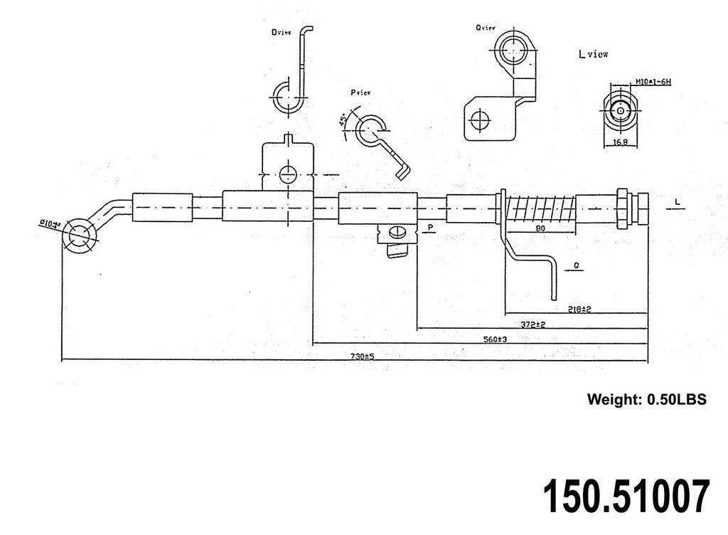 Centric Parts Brake Hose  top view frsport 150.51007