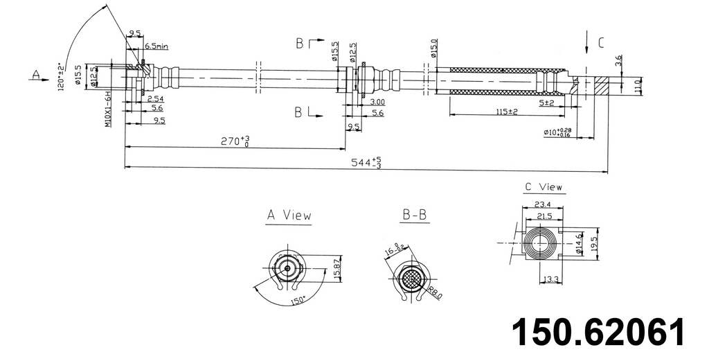 centric parts brake hose  frsport 150.62061