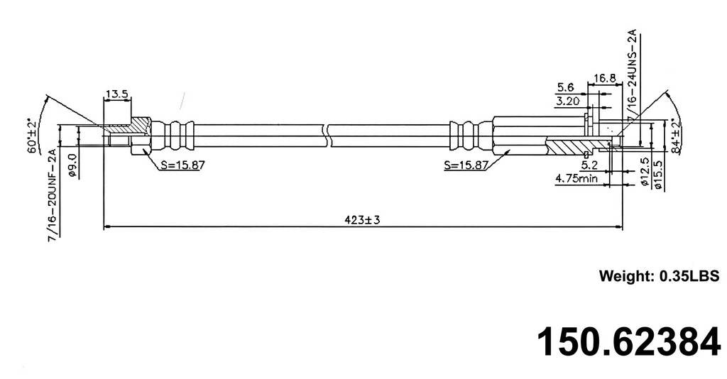 centric parts brake hose  frsport 150.62384