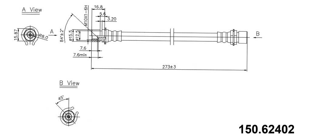 Centric Parts Brake Hose  top view frsport 150.62402