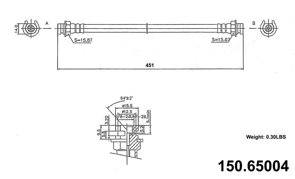 Centric Parts Brake Hose  top view frsport 150.65004