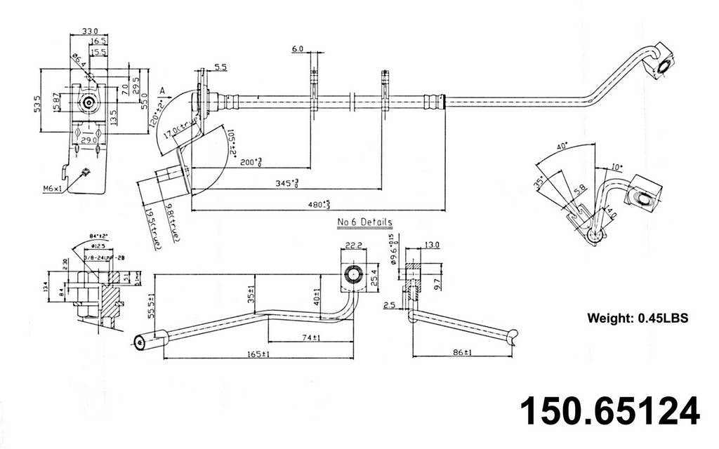 Centric Parts Brake Hose  top view frsport 150.65124
