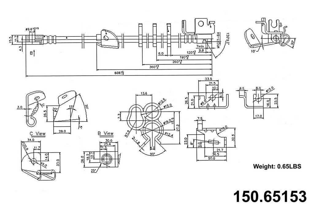Centric Parts Brake Hose  top view frsport 150.65153