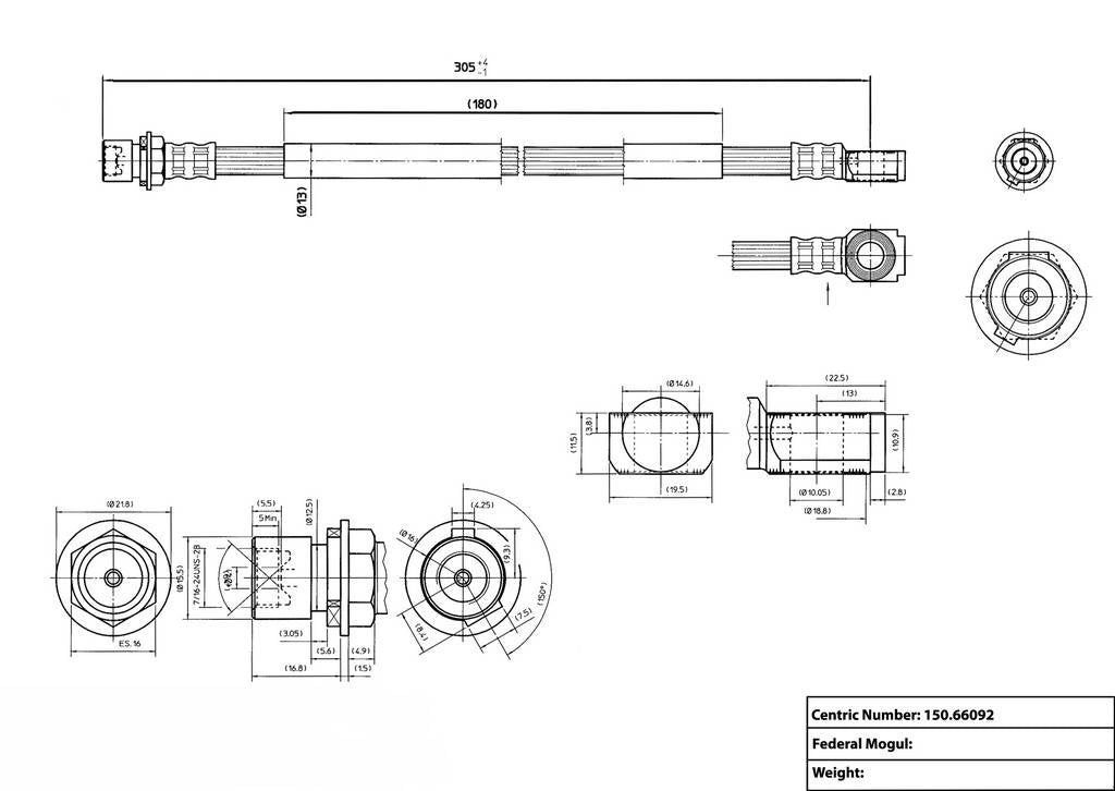 StopTech Brake Hose  top view frsport 150.66092