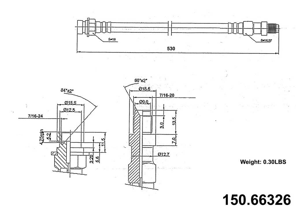 Centric Parts Brake Hose  top view frsport 150.66326