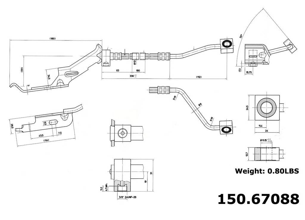 centric parts brake hose  frsport 150.67088