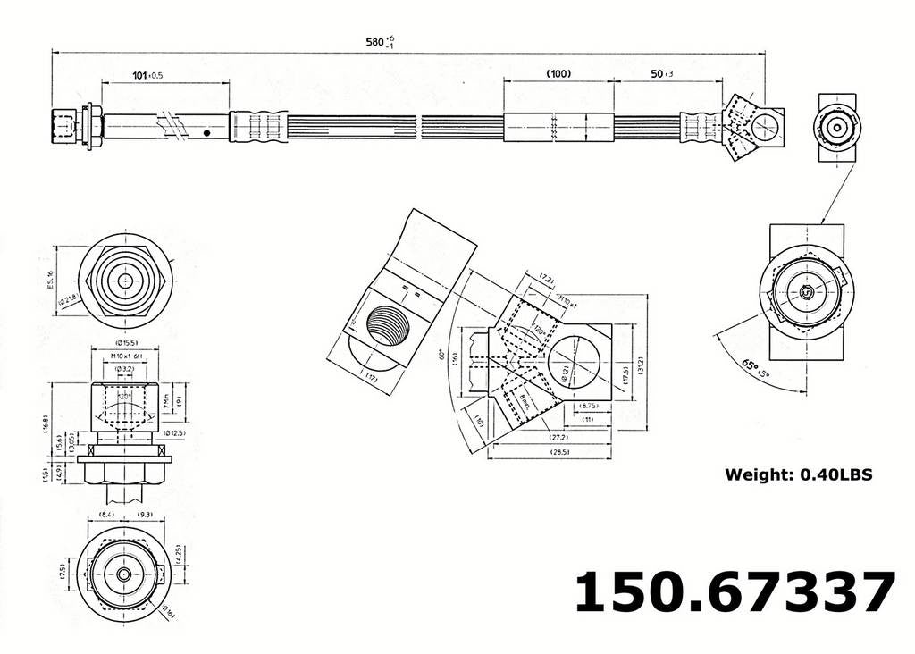 centric parts brake hose  frsport 150.67337