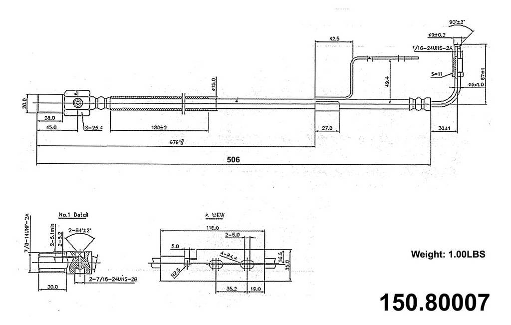 centric parts brake hose  frsport 150.80007