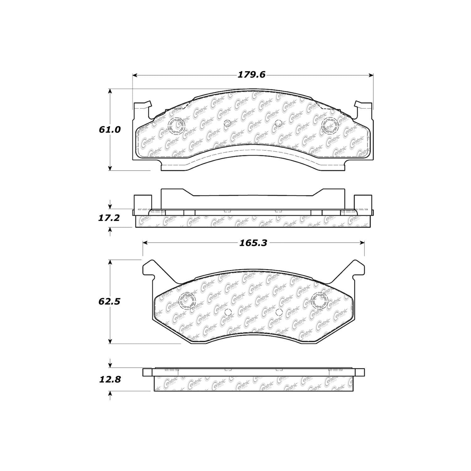 centric parts premium semi-metallic brake pads with shims and hardware  frsport 300.01230