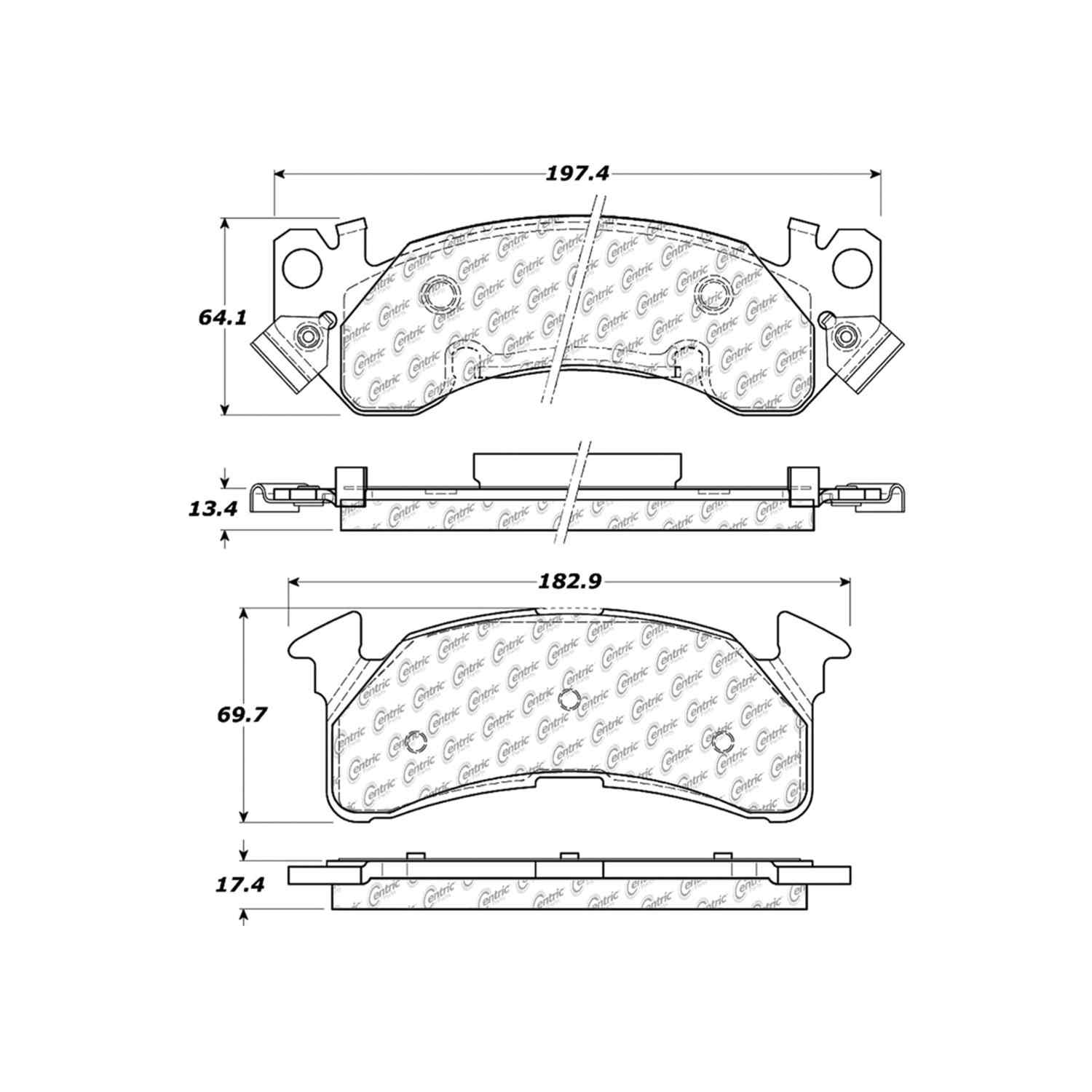 centric parts premium semi-metallic brake pads with shims and hardware  frsport 300.01530