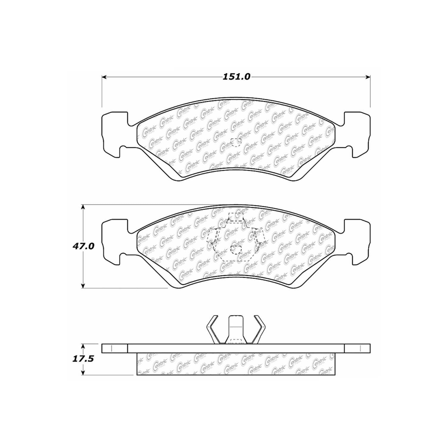 centric parts premium semi-metallic brake pads with shims and hardware  frsport 300.01700