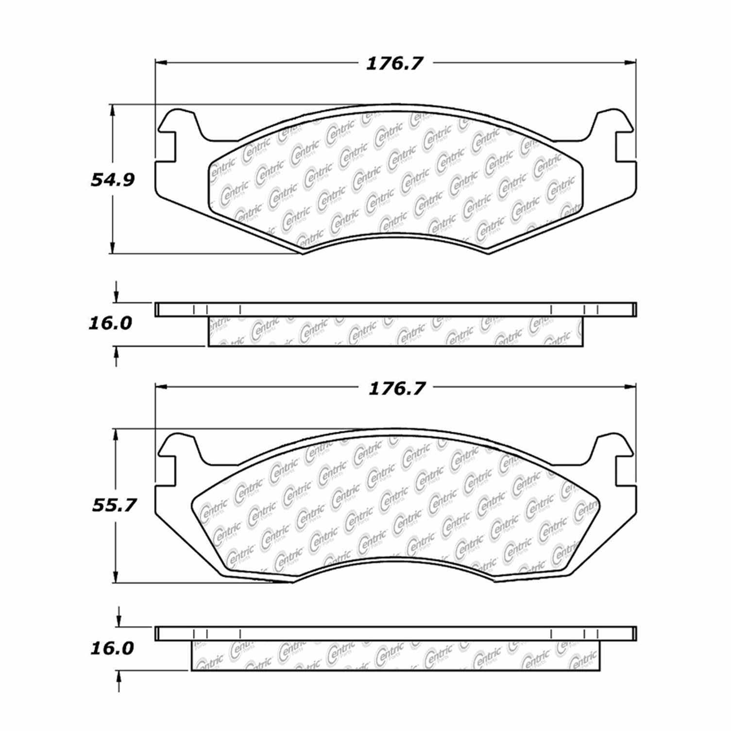 centric parts premium semi-metallic brake pads with shims and hardware  frsport 300.02030