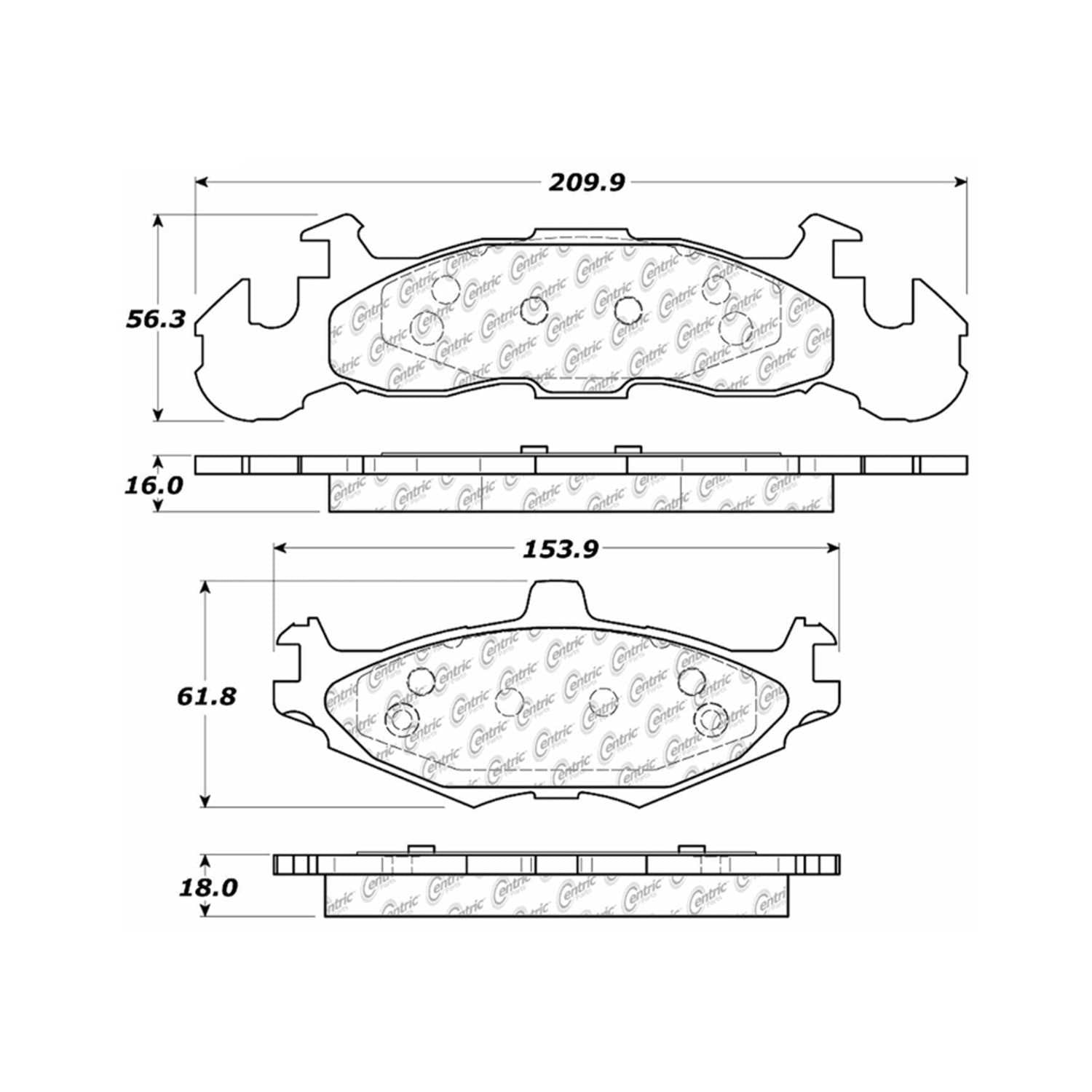 centric parts premium semi-metallic brake pads with shims and hardware  frsport 300.02190