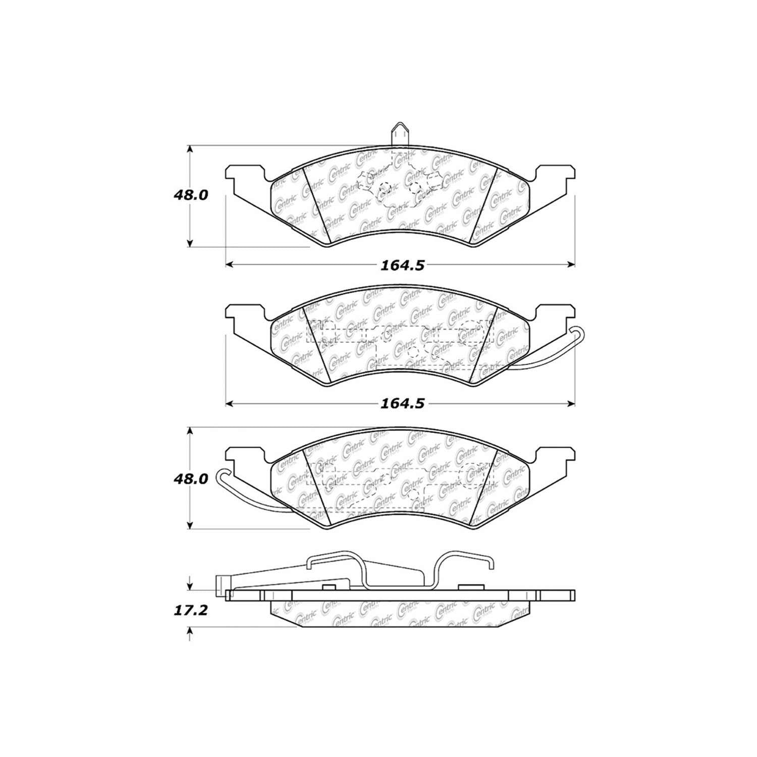 centric parts premium semi-metallic brake pads with shims and hardware  frsport 300.02570