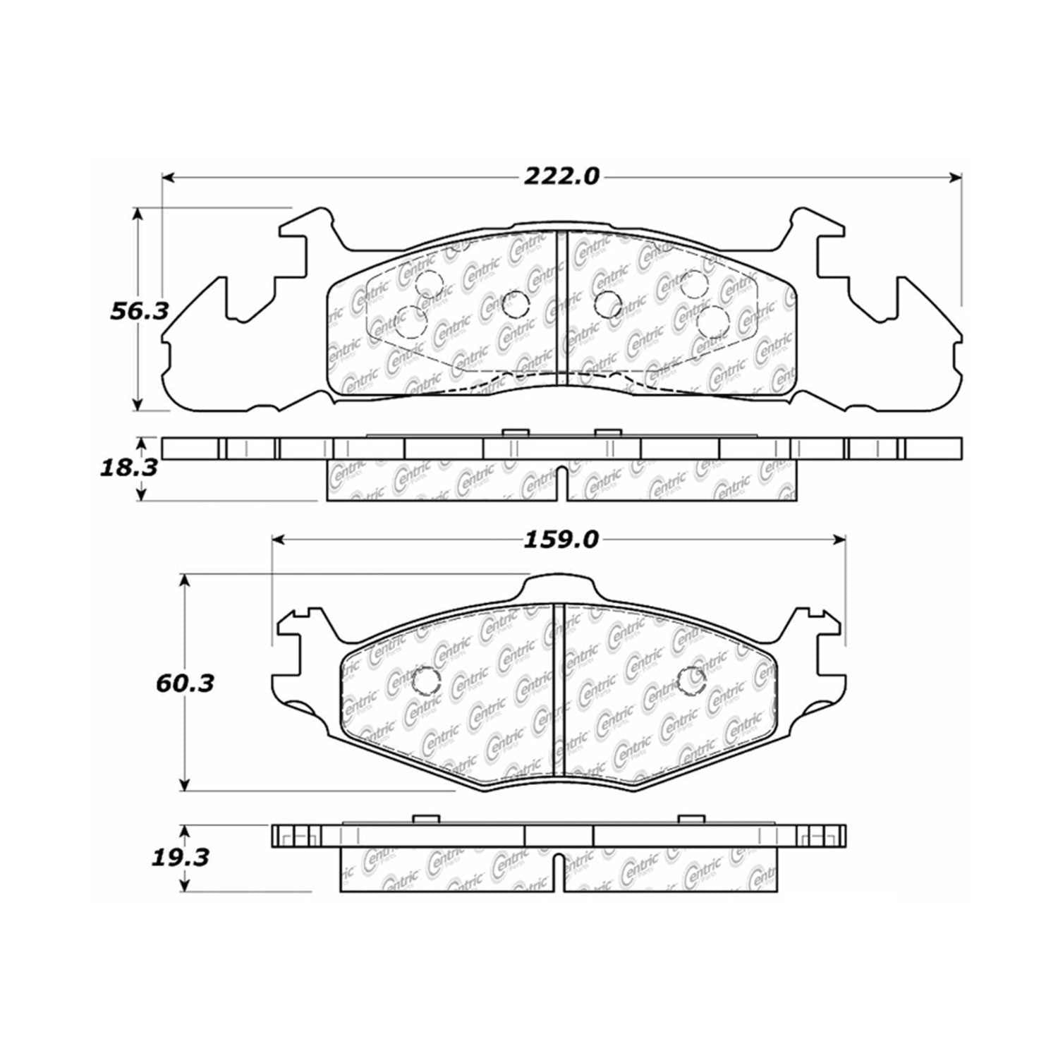 centric parts premium semi-metallic brake pads with shims and hardware  frsport 300.02590