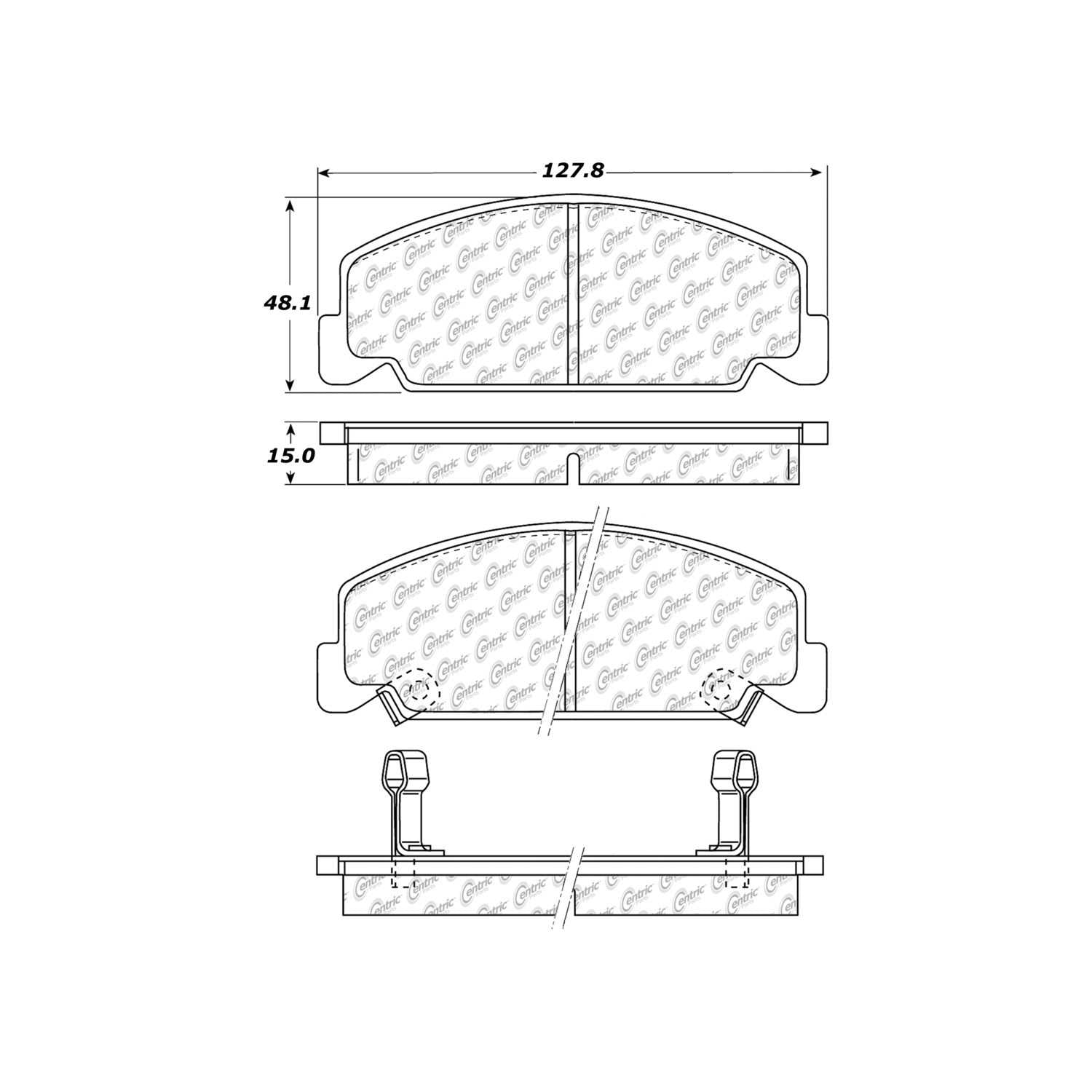 centric parts premium semi-metallic brake pads with shims and hardware  frsport 300.02730