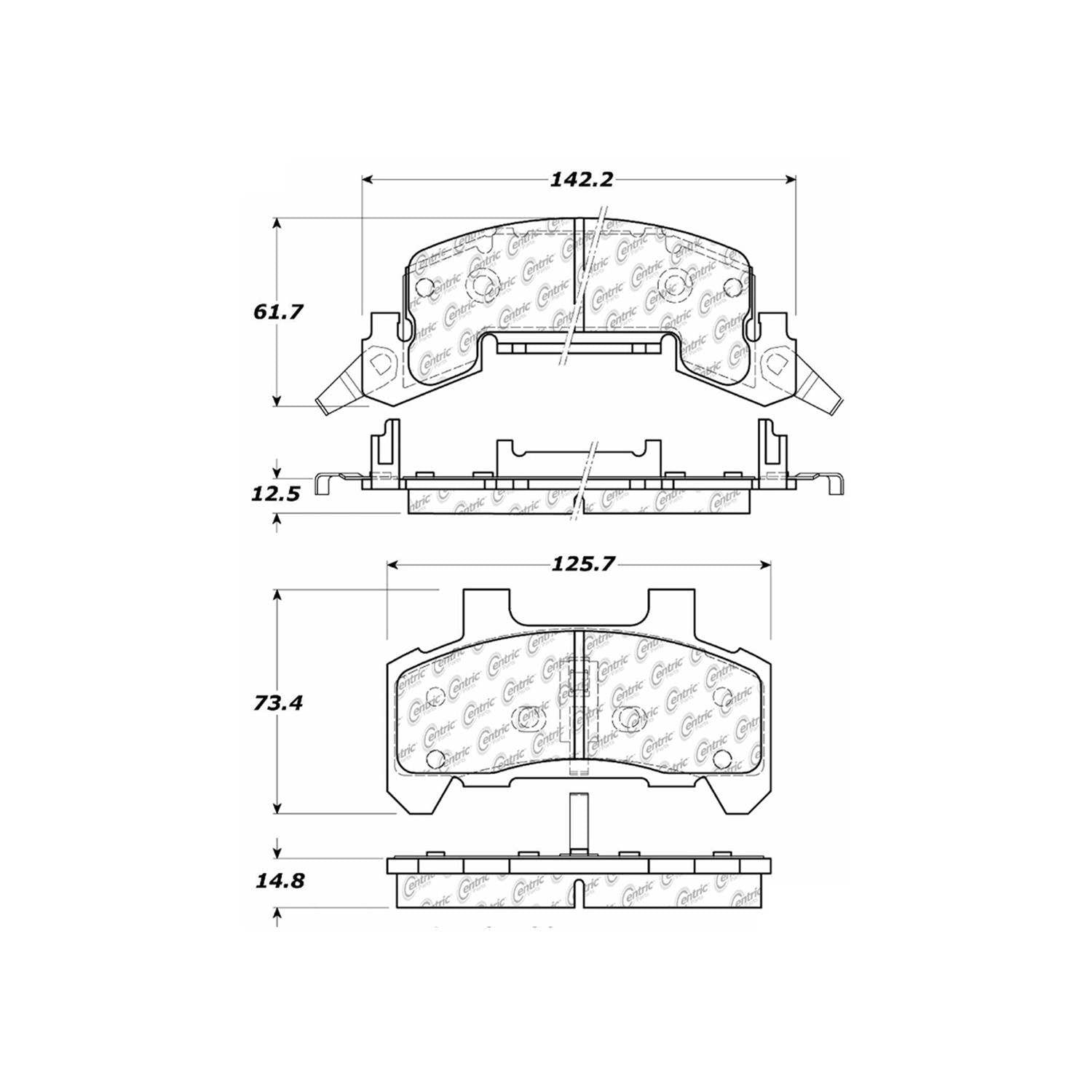 centric parts premium semi-metallic brake pads with shims  frsport 300.02890