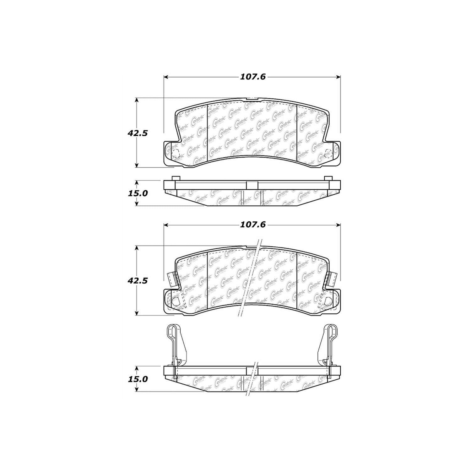 centric parts premium semi-metallic brake pads with shims and hardware  frsport 300.03250