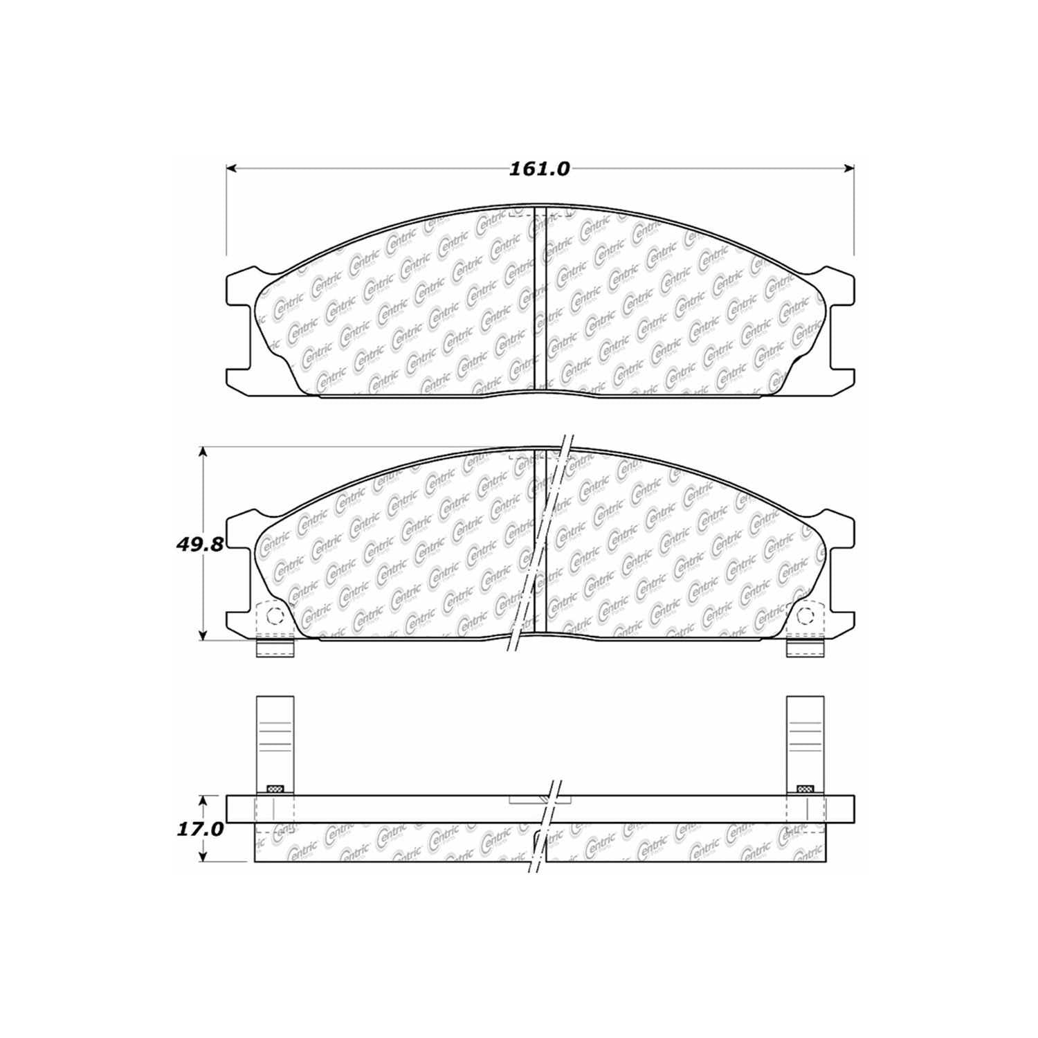 centric parts premium semi-metallic brake pads with shims and hardware  frsport 300.03330