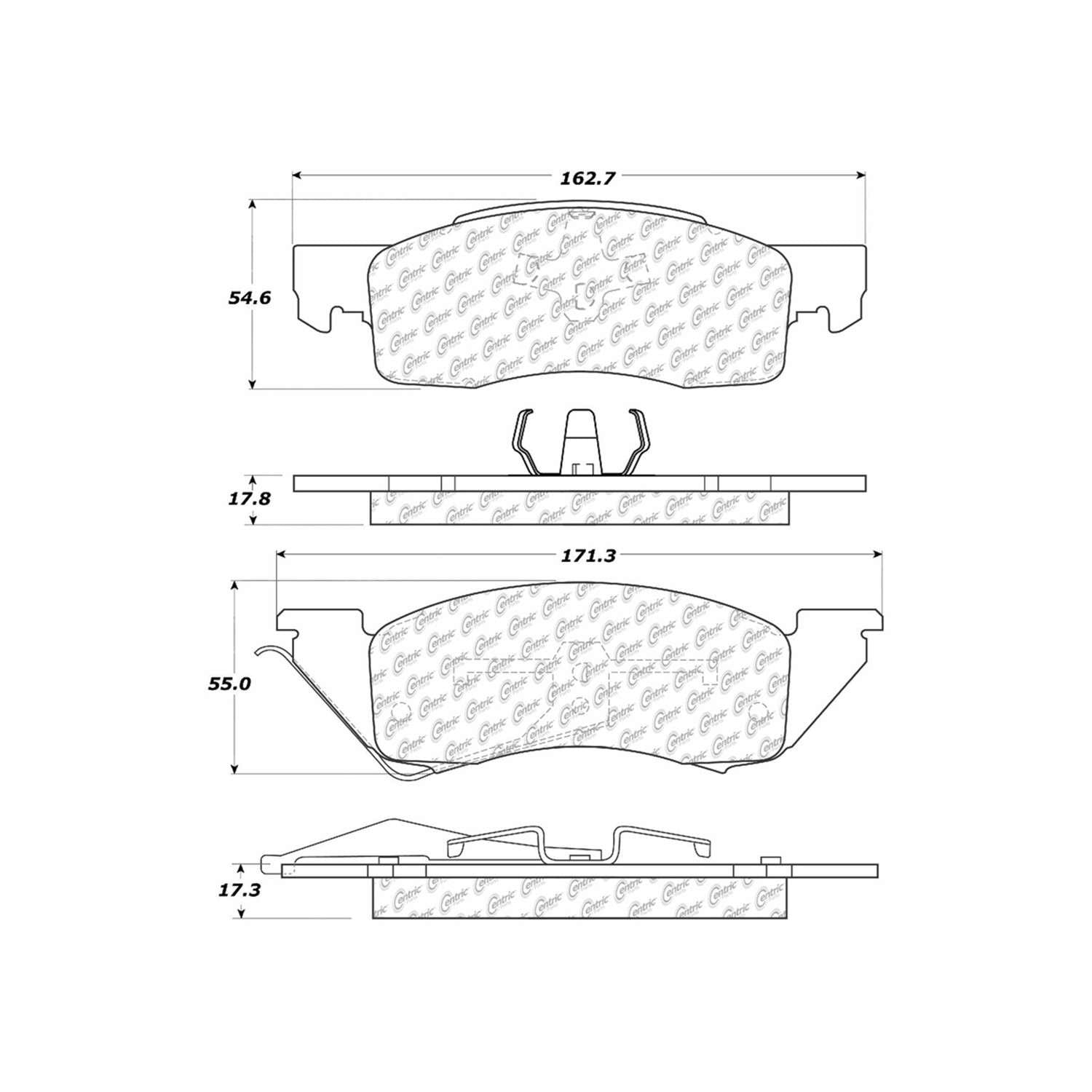 centric parts premium semi-metallic brake pads with shims  frsport 300.03440