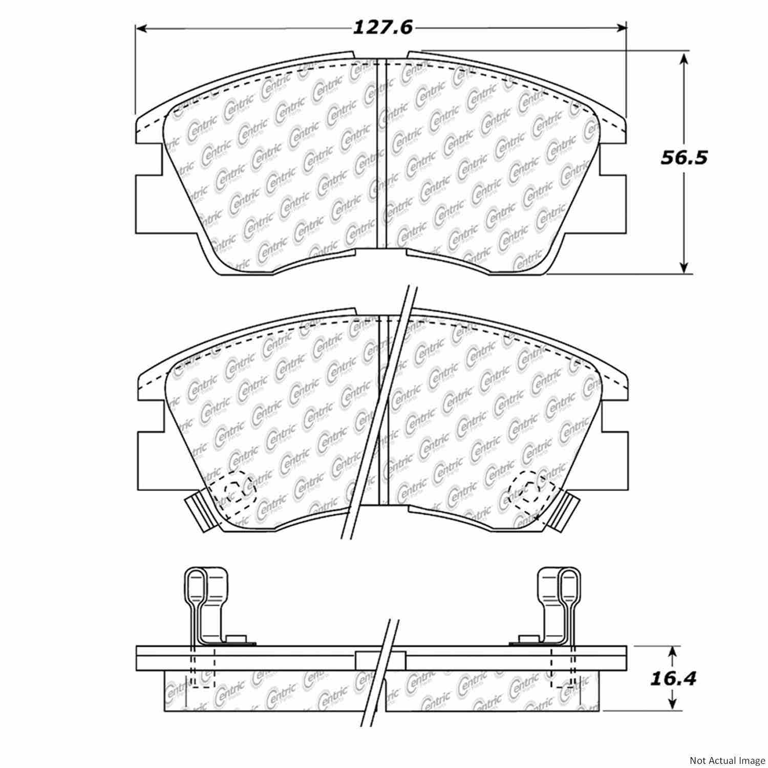 Centric Parts Premium Semi-Metallic Brake Pads with Shims and Hardware  top view frsport 300.03490