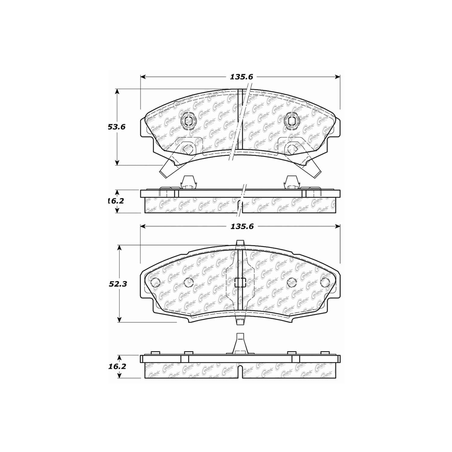 centric parts premium semi-metallic brake pads with shims and hardware  frsport 300.03530