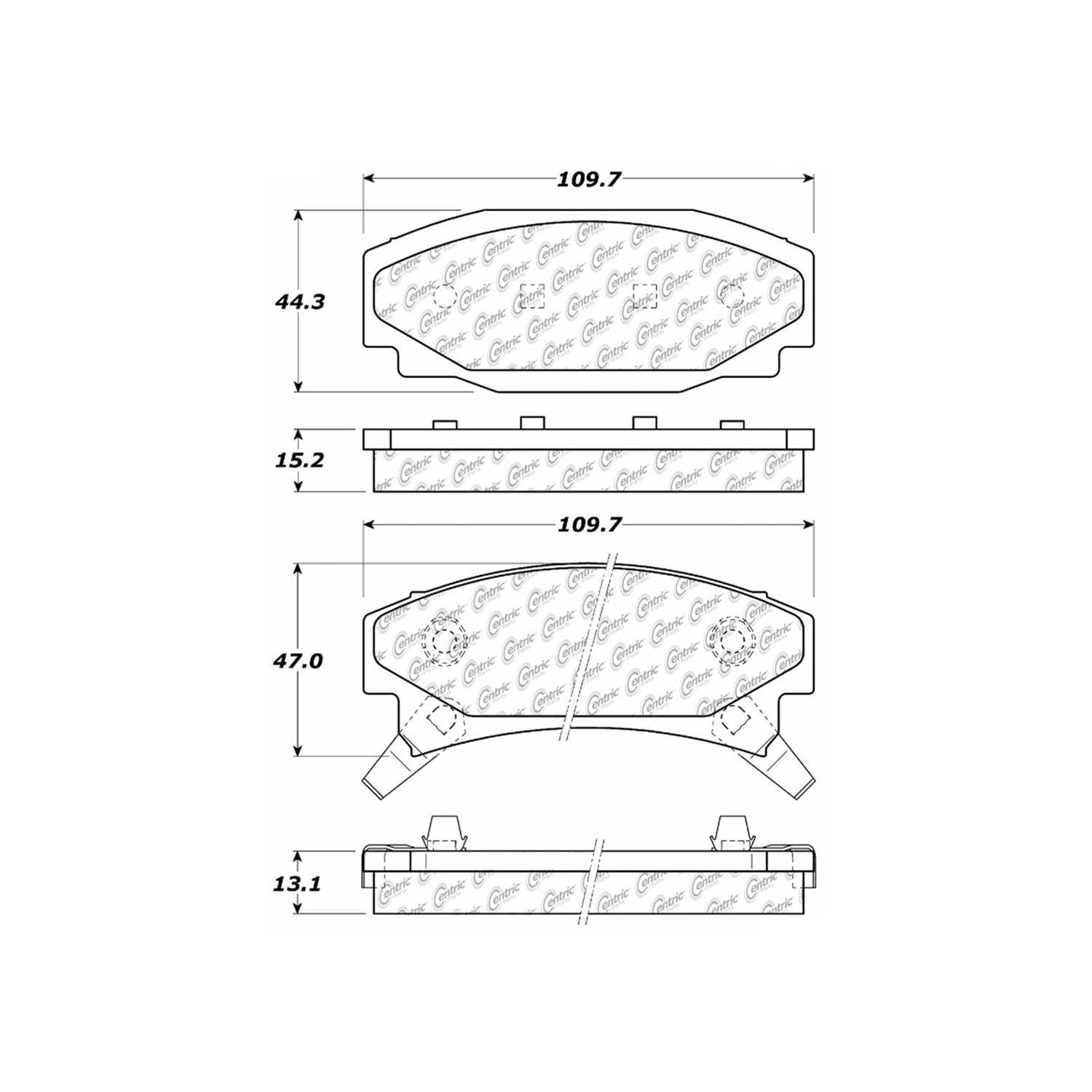 centric parts premium semi-metallic brake pads with shims and hardware  frsport 300.03540