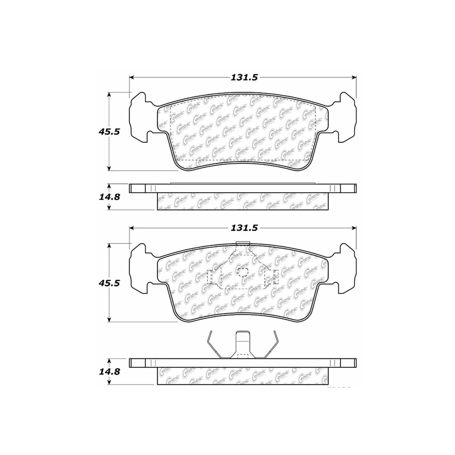 centric parts premium semi-metallic brake pads with shims and hardware  frsport 300.03590