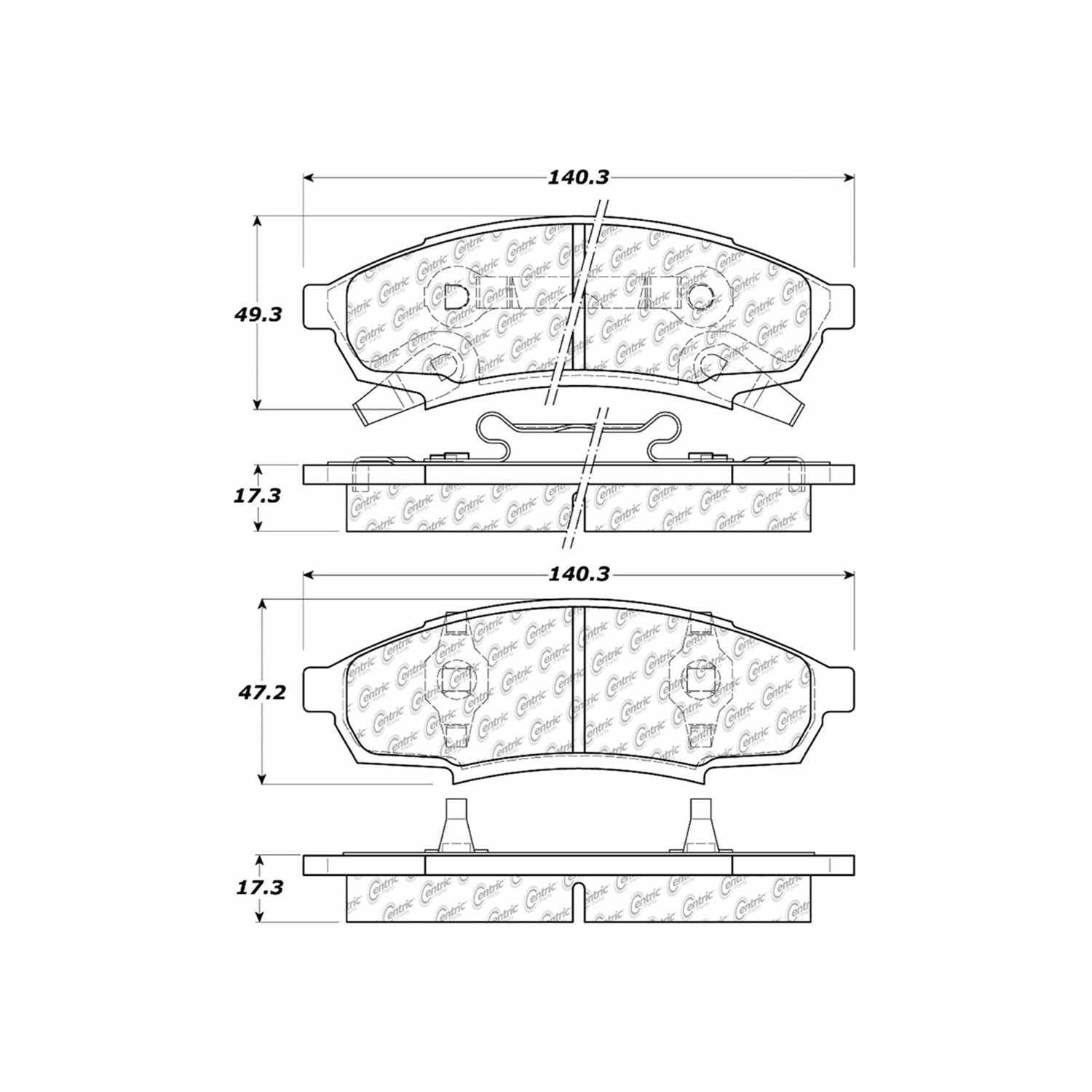 centric parts premium semi-metallic brake pads with shims and hardware  frsport 300.03760