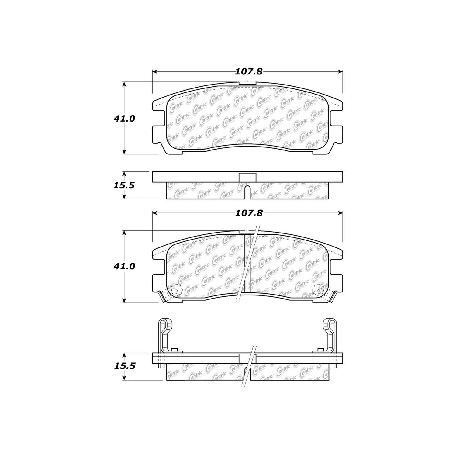 centric parts premium semi-metallic brake pads with shims and hardware  frsport 300.03830