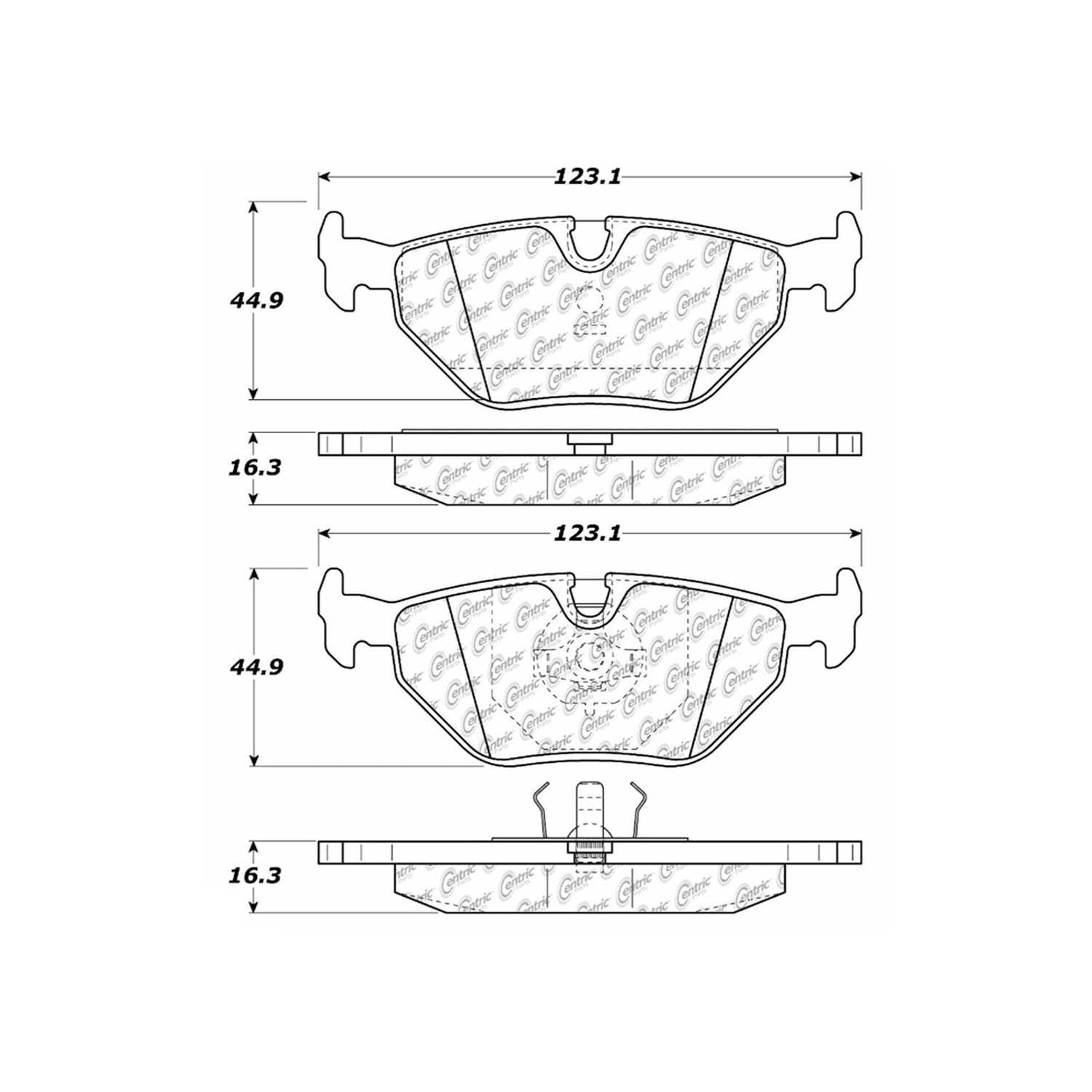 centric parts premium semi-metallic brake pads with shims and hardware  frsport 300.03960