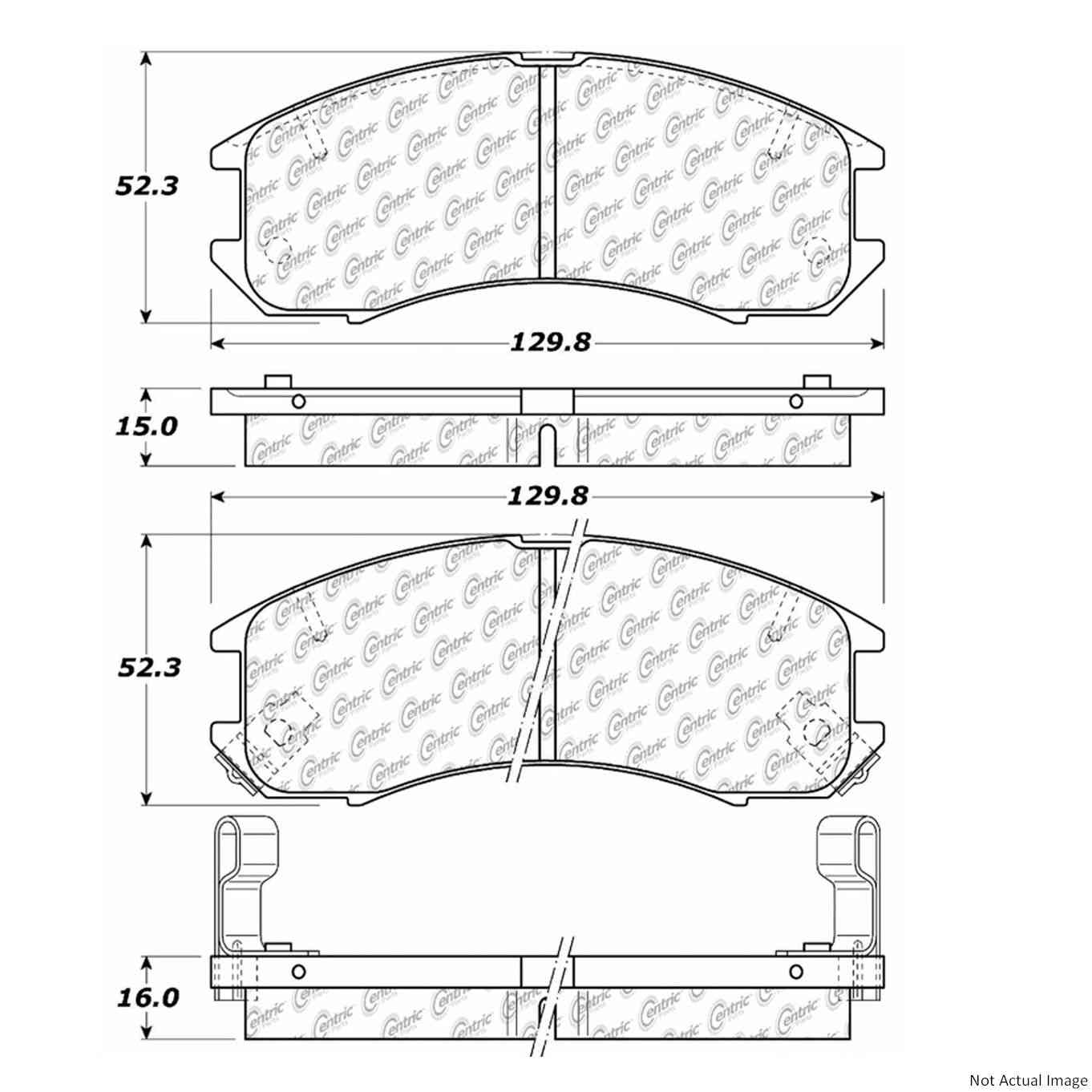 Centric Parts Premium Semi-Metallic Brake Pads with Shims and Hardware  top view frsport 300.03990