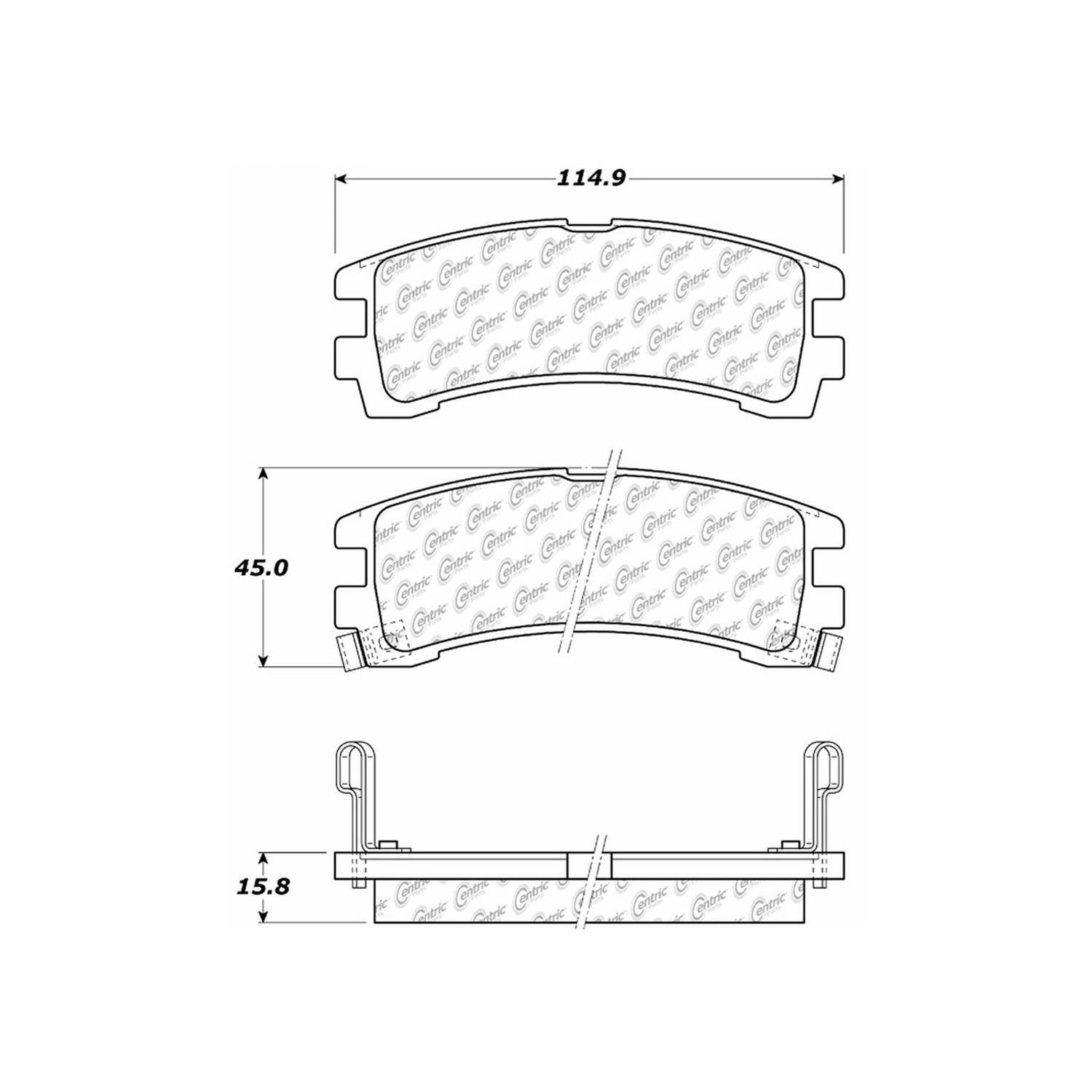 centric parts premium semi-metallic brake pads with shims and hardware  frsport 300.04010