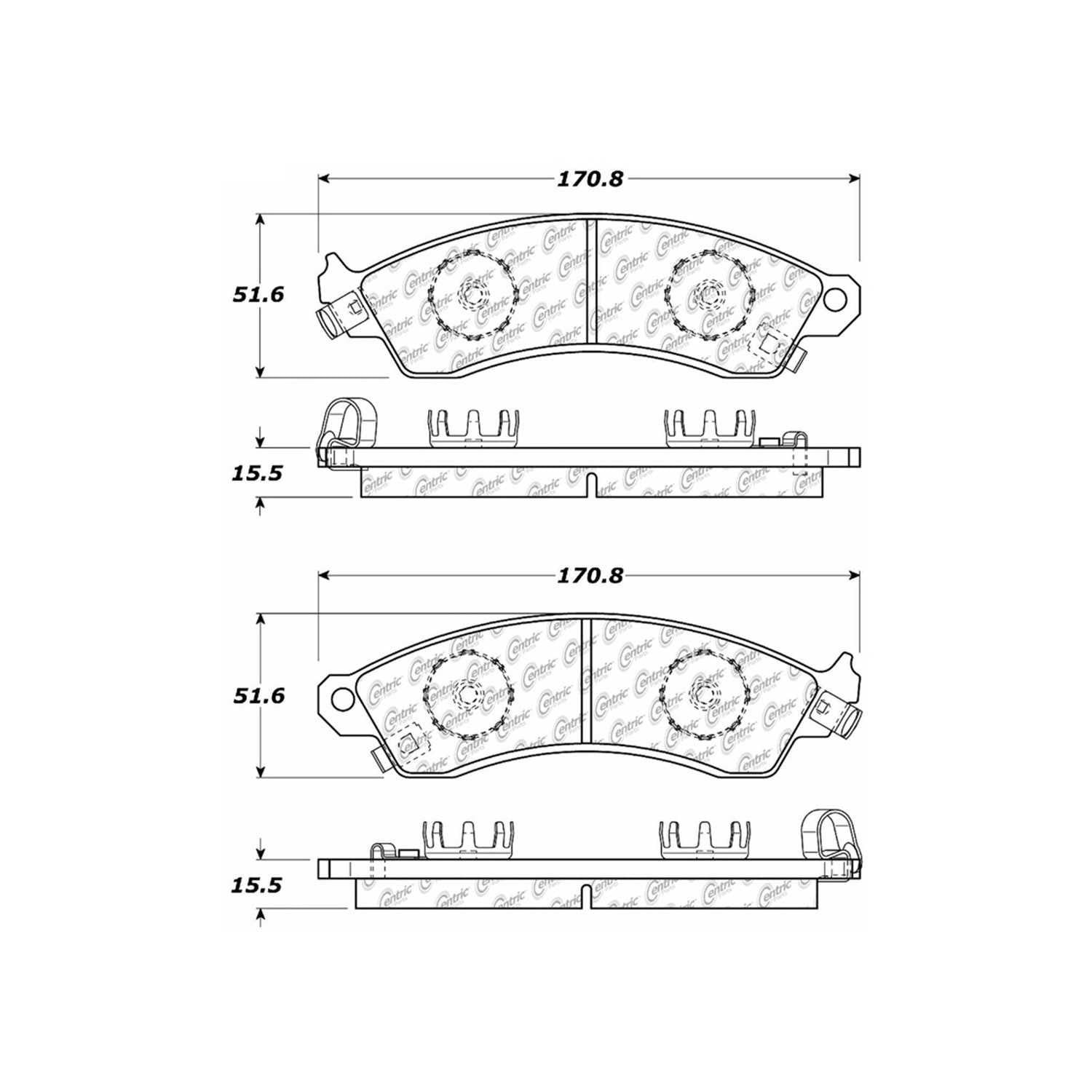 centric parts premium semi-metallic brake pads with shims and hardware  frsport 300.04120