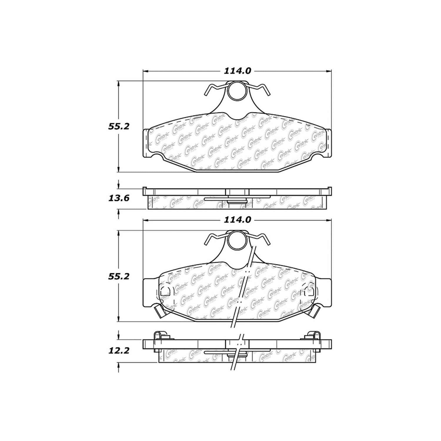 centric parts premium semi-metallic brake pads with shims and hardware  frsport 300.04130