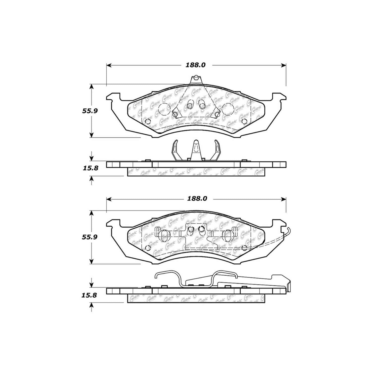 centric parts premium semi-metallic brake pads with shims and hardware  frsport 300.04170