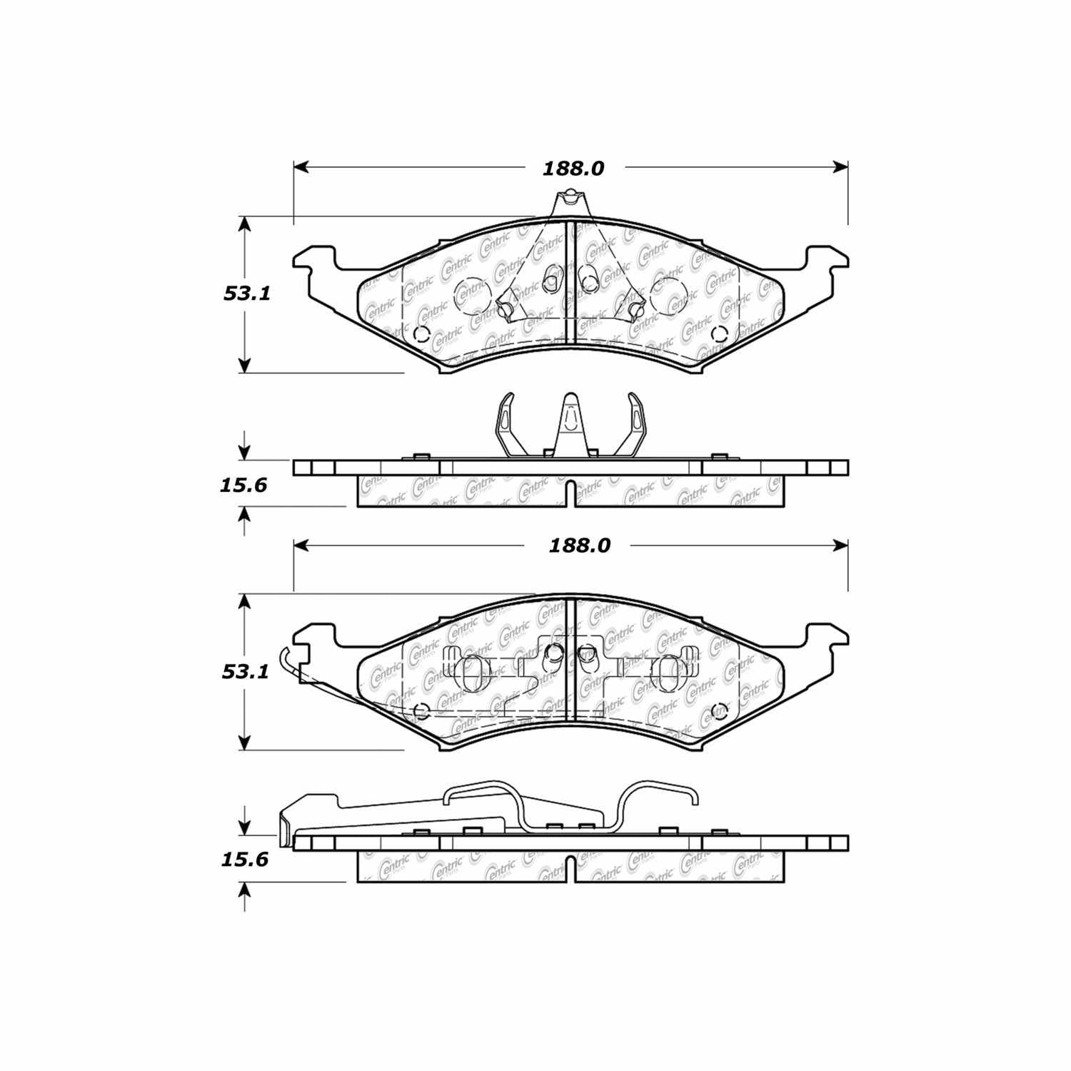 centric parts premium semi-metallic brake pads with shims and hardware  frsport 300.04210