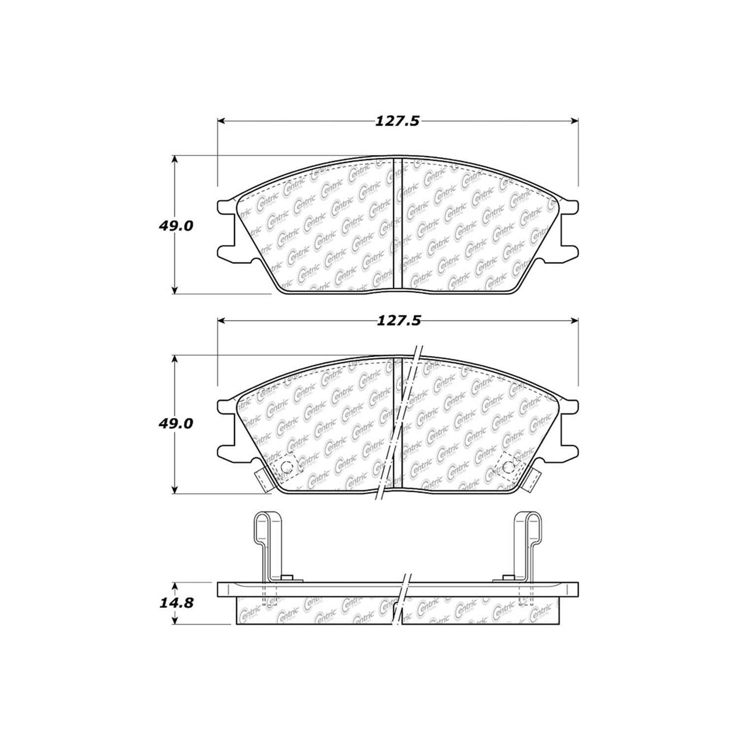 centric parts premium semi-metallic brake pads with shims and hardware  frsport 300.04400