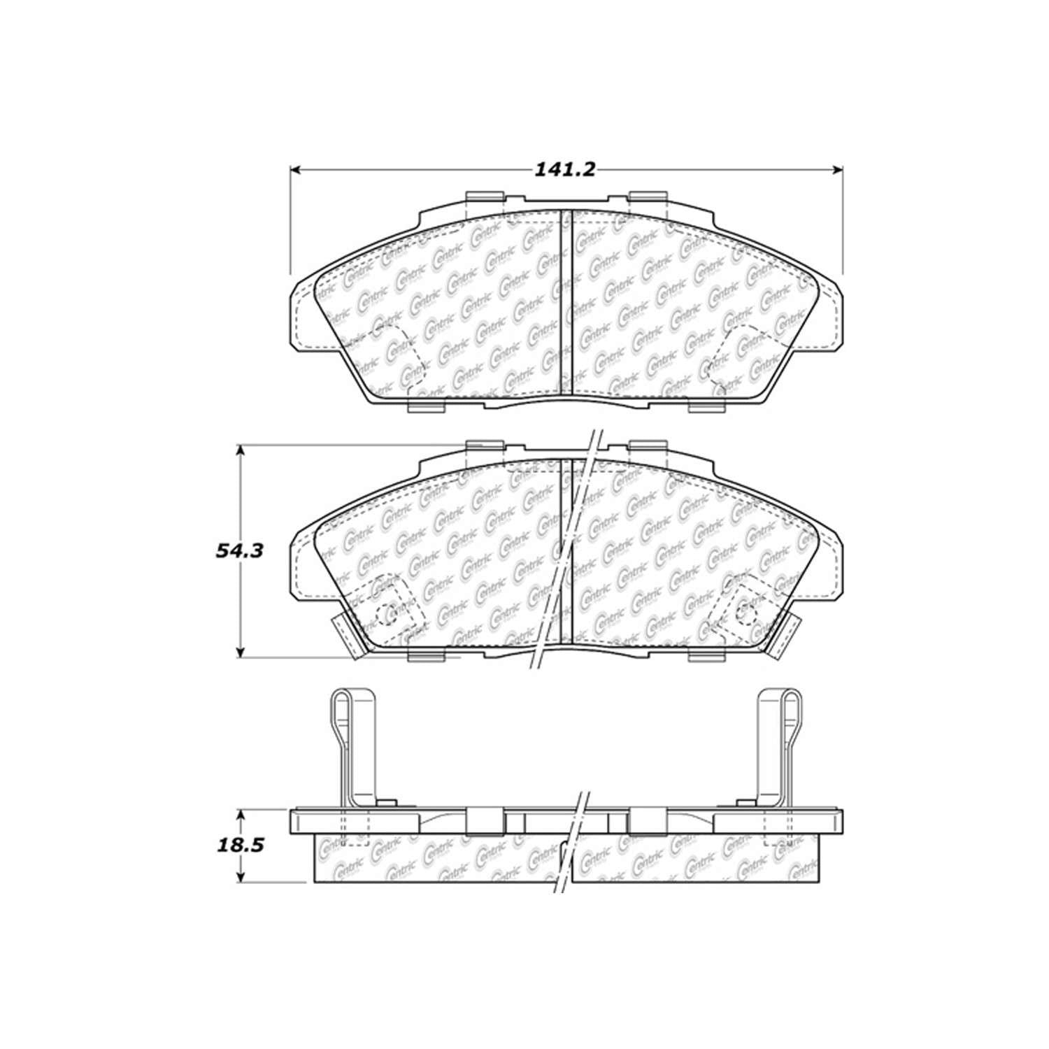 centric parts premium semi-metallic brake pads with shims and hardware  frsport 300.04960