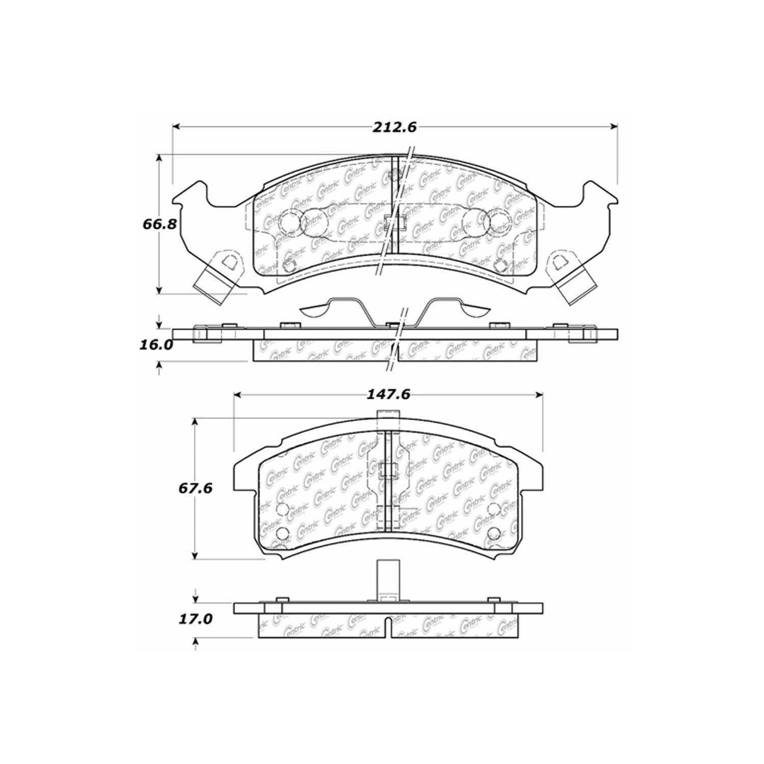 centric parts premium semi-metallic brake pads with shims and hardware  frsport 300.05050